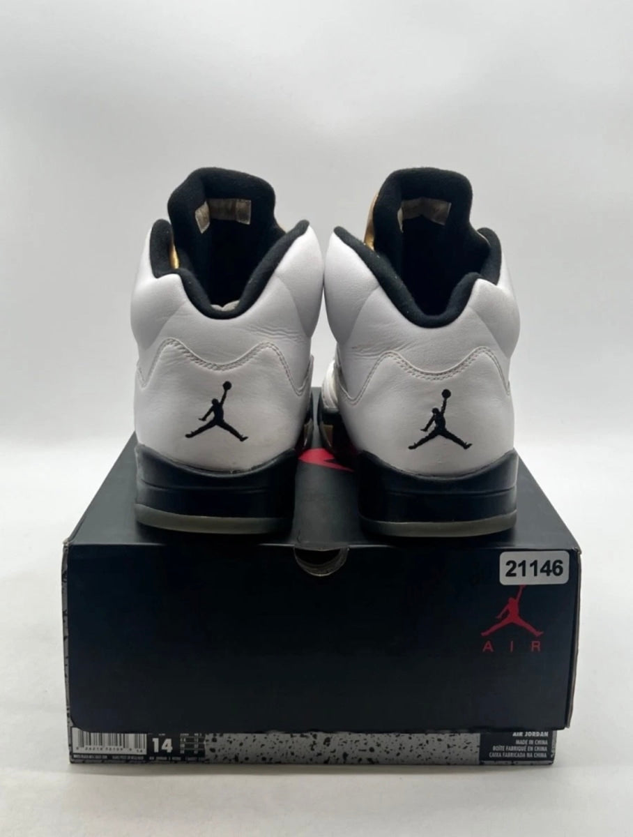 Jordan 5 Retro Olympic (2016) 14 (Heavily Worn Pre-Owned)JordanWhite/Black-Metallic Gold Coin - Image 3