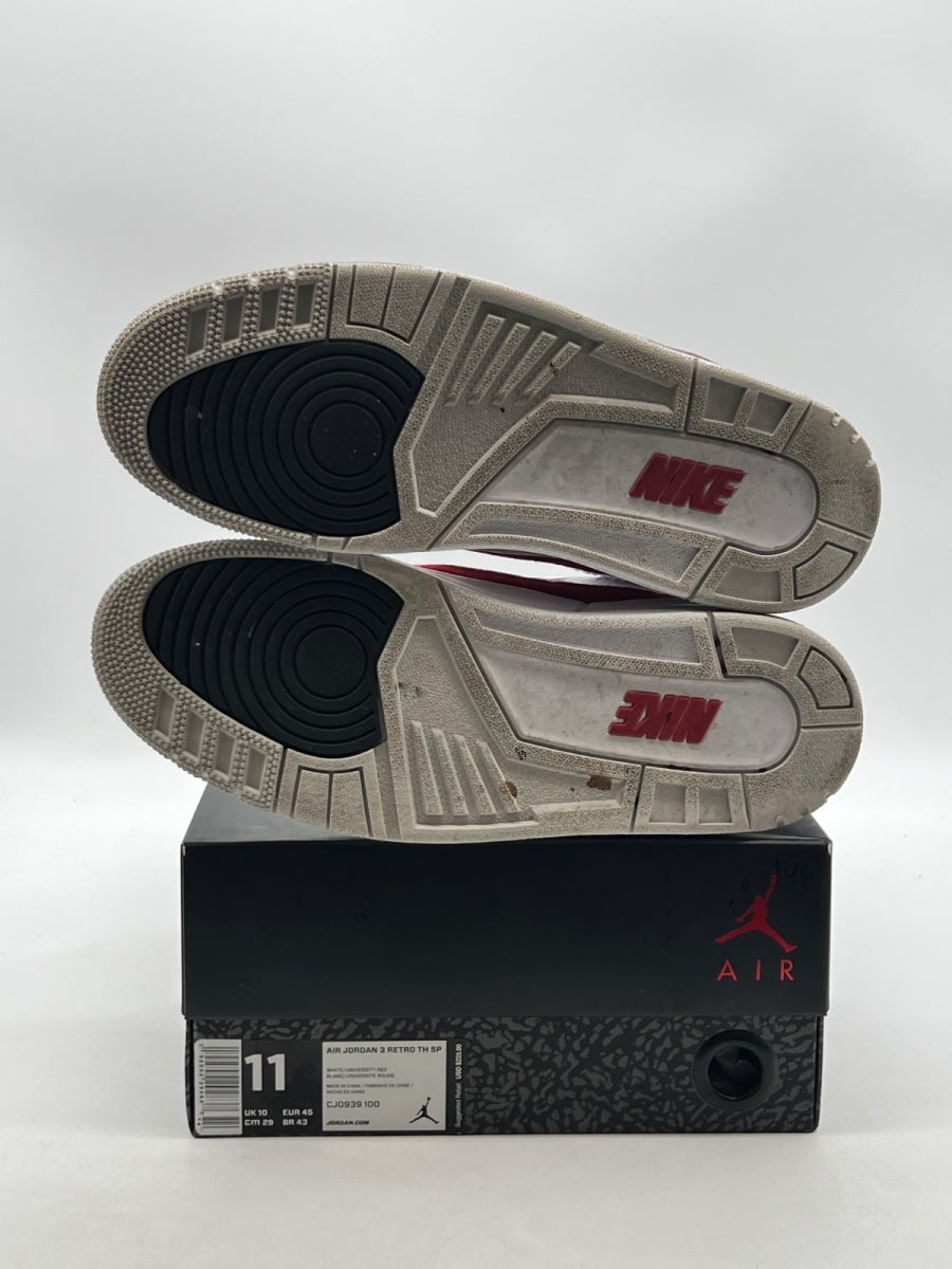 Jordan 3 Retro Tinker White University Red 11 (Moderately Worn Pre-Owned)JordanWhite/University Red-Neutral Grey - Image 8