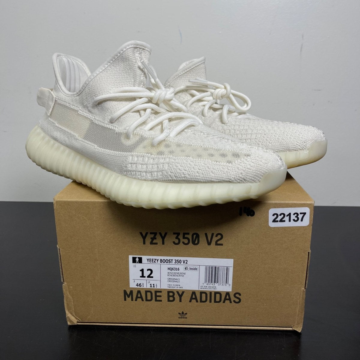 adidas Yeezy Boost 350 V2 Bone 12 (Moderately Worn Pre-Owned)adidasBone/Bone/Bone - Image 1