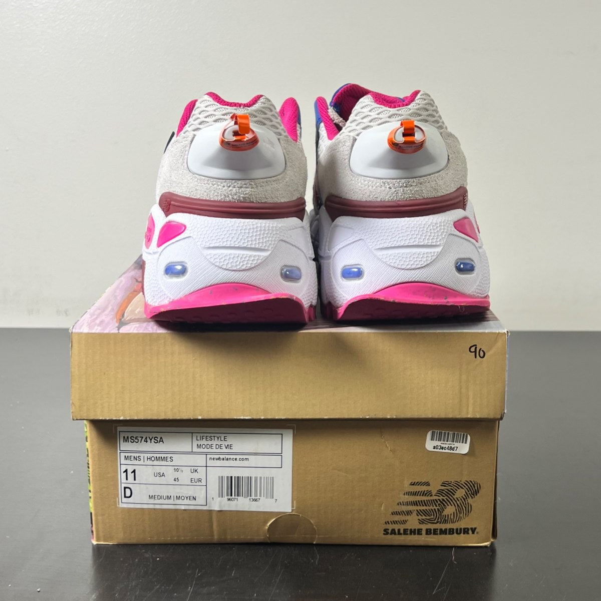 New Balance 574 YURT Salehe Bembury Universal Communication Workwear White 11 (Lightly Worn Pre-Owned)New BalanceWorkwear White/Pink - Image 4