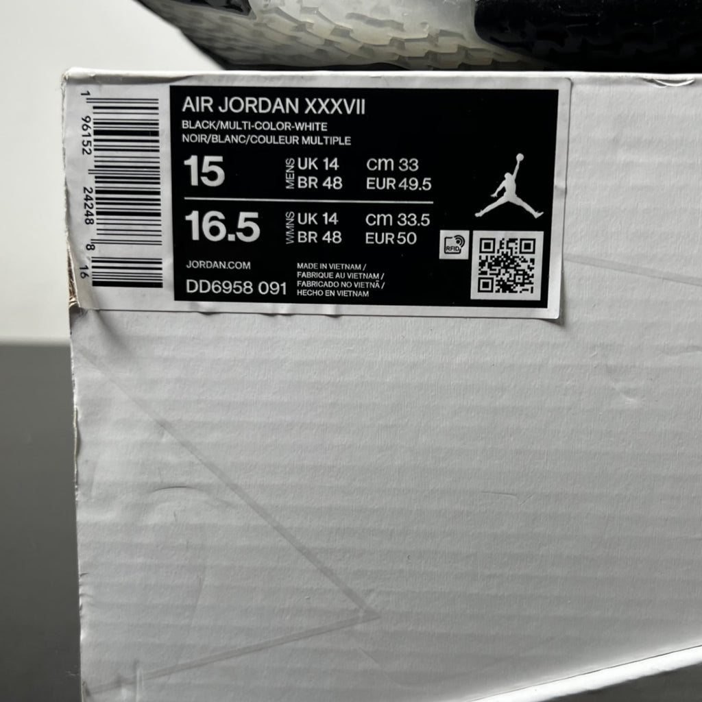 Jordan 37 Black Hot Punch 15 (Heavily Worn Pre-Owned)JordanBlack/White/Hot Punch/Multicolor - Image 4