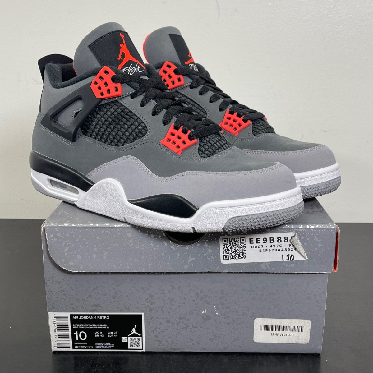 Jordan 4 Retro Infrared 10 (Moderately Worn Pre-Owned)JordanDark Grey/Infrared 23-Black-Cement Grey - Image 1