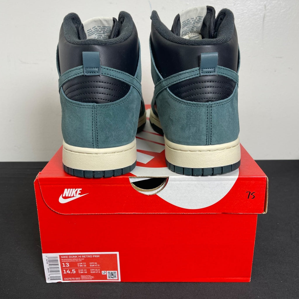 Nike Dunk High Retro PRM Faded Spruce 13 (Moderately Worn Pre-Owned)NikeFaded Spruce/Black - Image 4