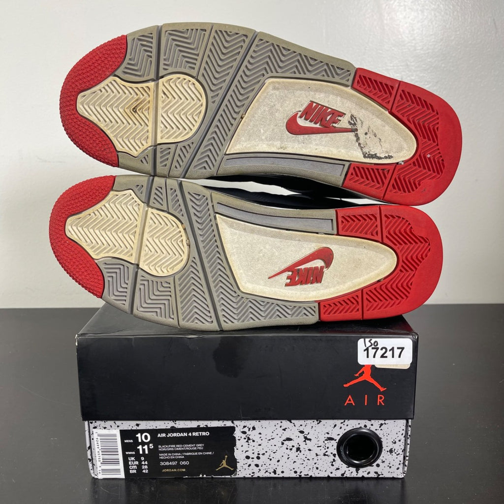 Jordan 4 Retro Bred (2019) 10 (Moderately Worn Pre-Owned)JordanBlack/Fire Red-Cement Grey-Summit White - Image 5