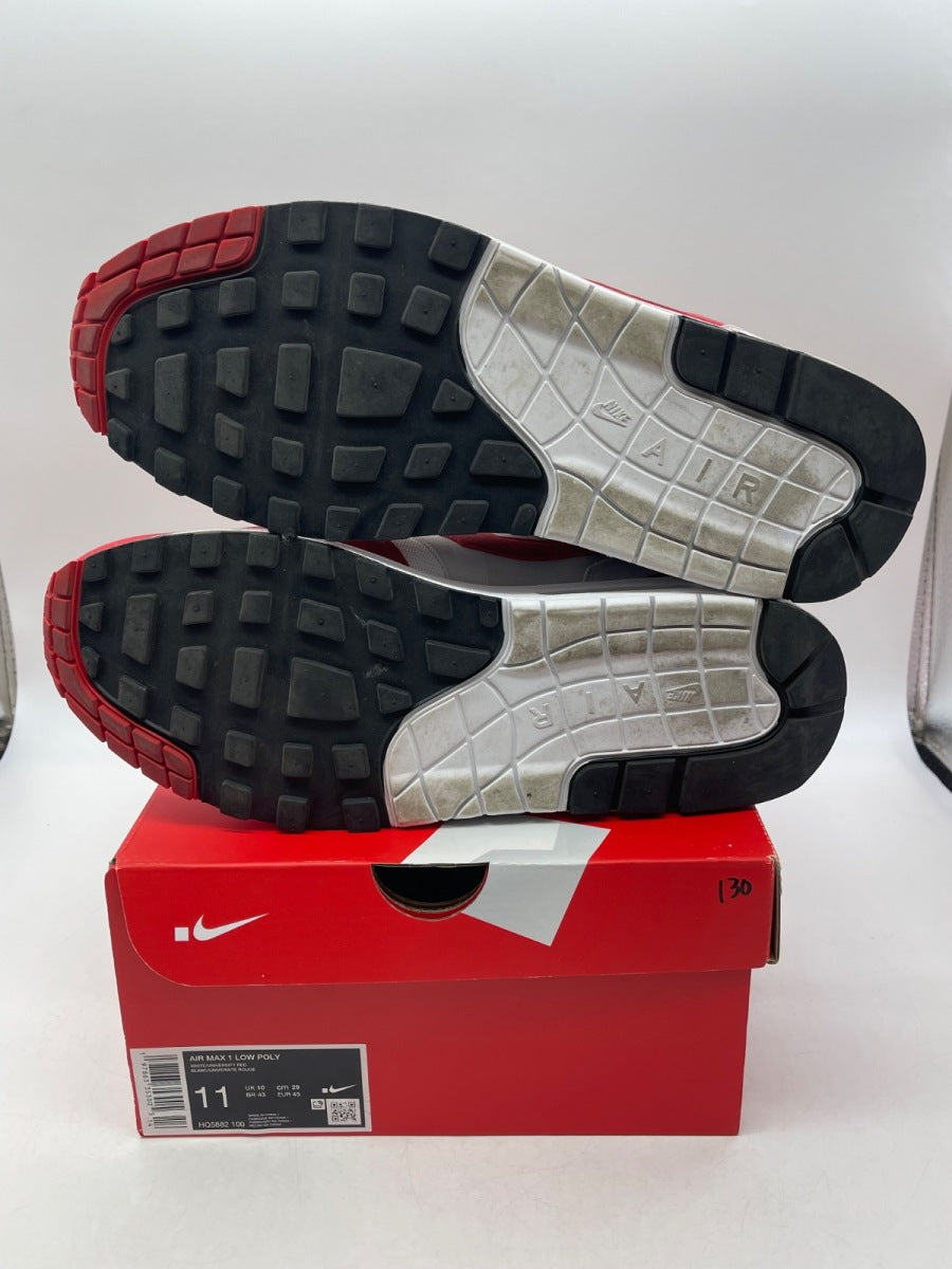 Nike Air Max 1 .SWOOSH Low Poly 11 (Moderately Worn Pre-Owned)NikeUniversity Red/White/Neutral Grey - Image 7