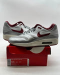 Nike Air Max 1 Hyperfuse Night Track 9.5 (Moderately Worn Pre-Owned)NikeMetallic Silver/Deep Red-Sail - Image 1