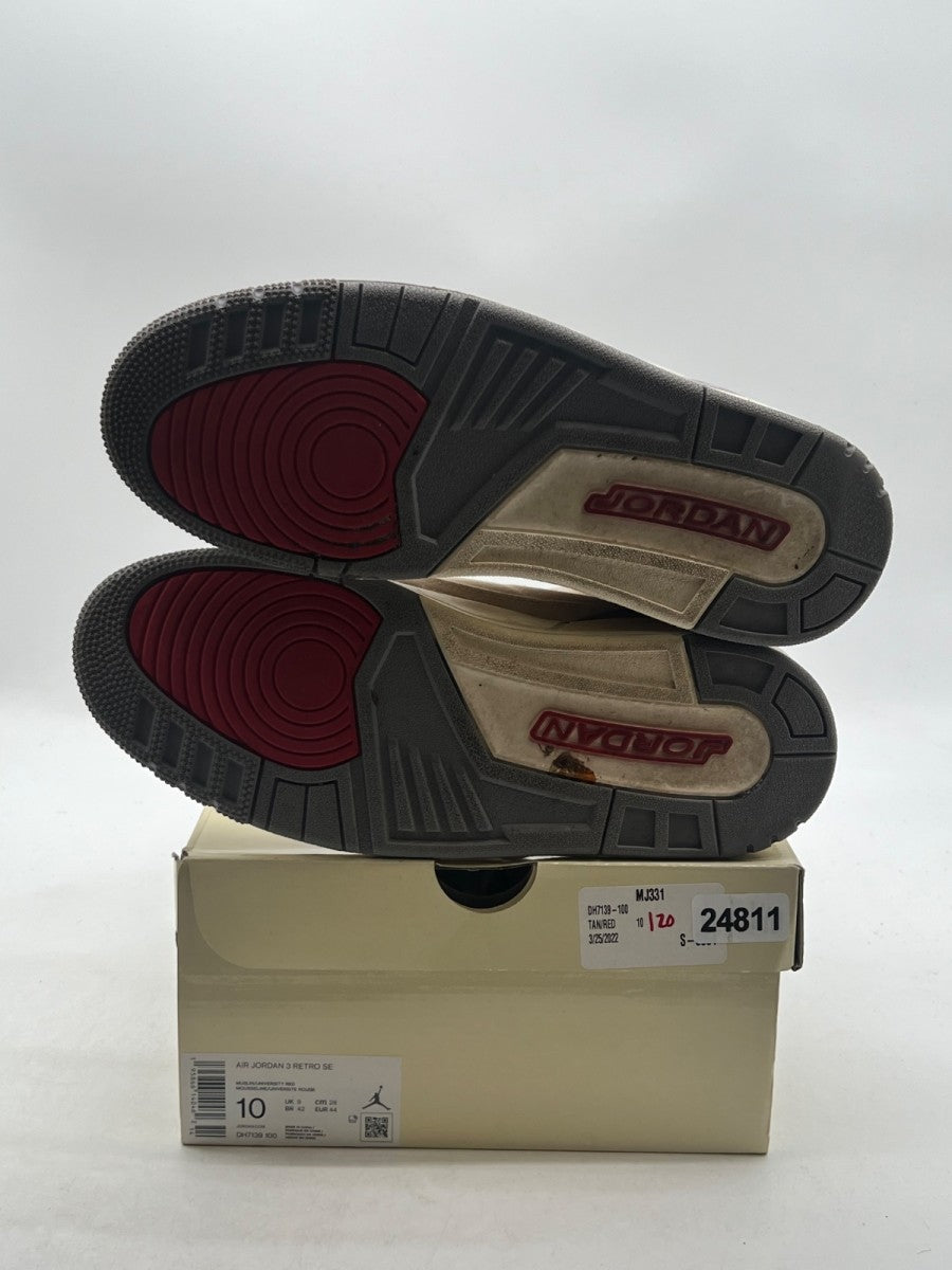 Jordan 3 Retro Muslin 10 (Lightly Worn Pre-Owned)JordanMuslin/University Red-Cement Grey-Sail - Image 8