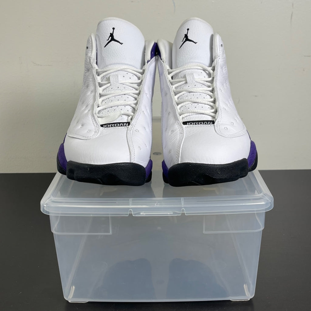 Jordan 13 Retro Lakers 10.5 (Moderately Worn Pre-Owned)JordanWhite/Black-Court Purple-University Gold - Image 2