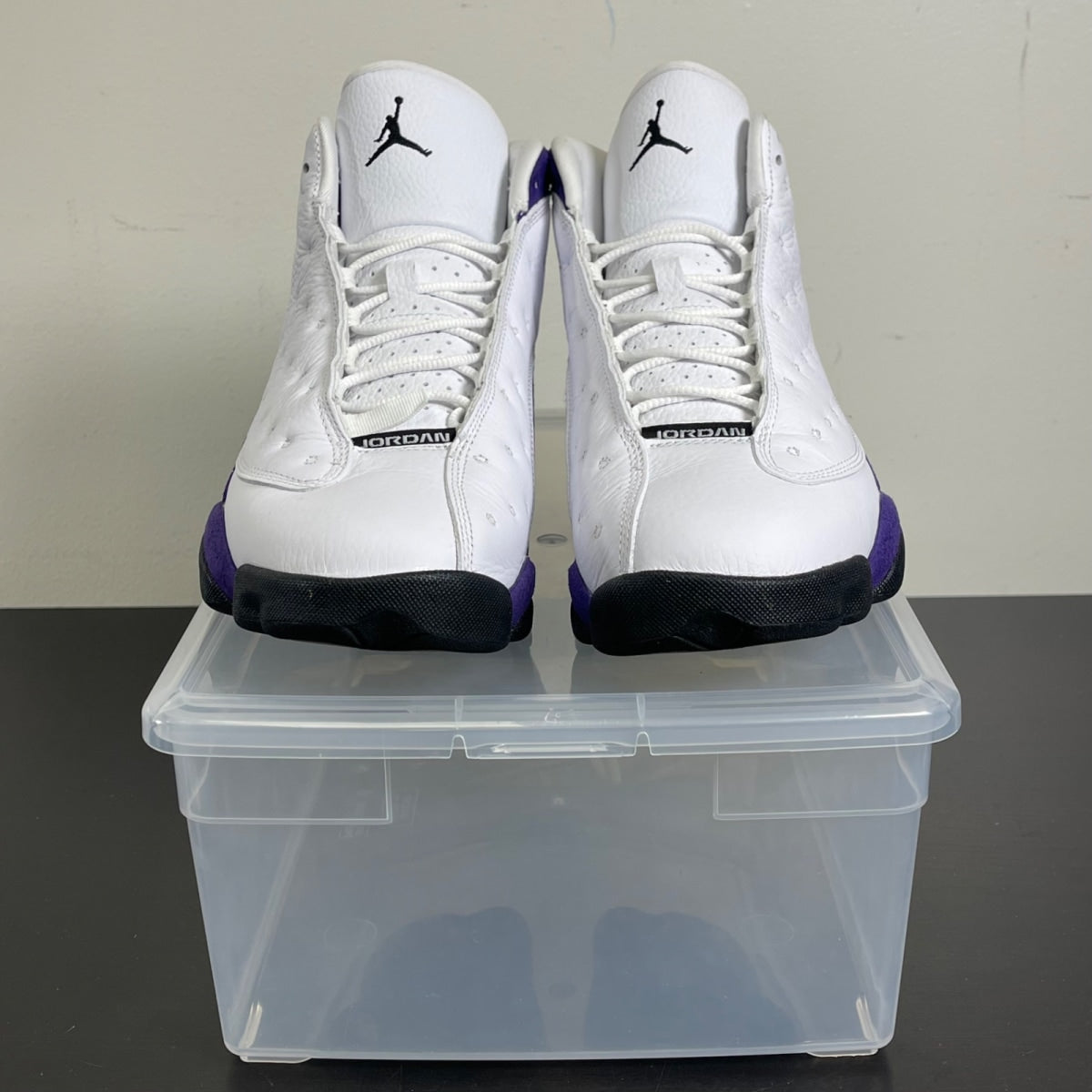Jordan 13 Retro Lakers 10.5 (Moderately Worn Pre-Owned)JordanWhite/Black-Court Purple-University Gold - Image 2