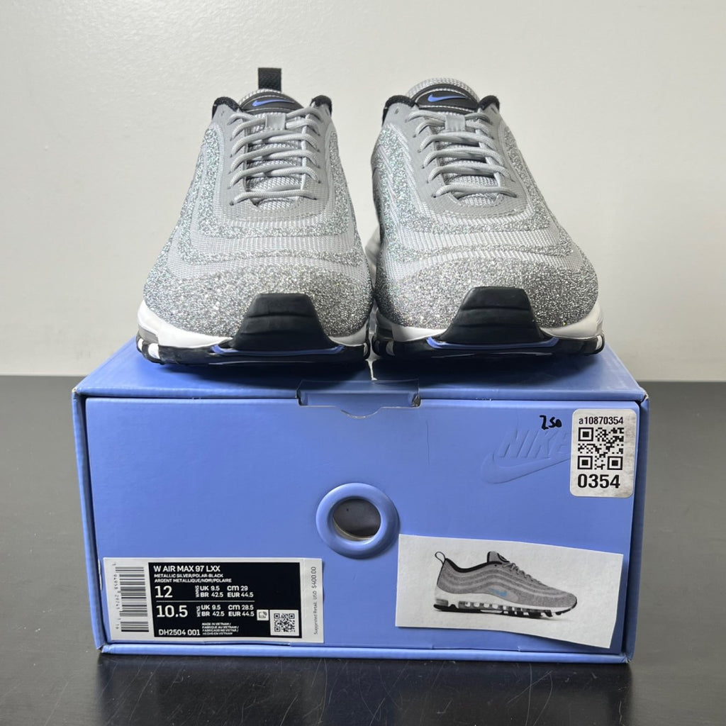 Nike Air Max 97 Swarovski Polar Blue (Women's) 12W (Lightly Worn Pre-Owned)NikeMetallic Silver/Metallic Silver-Polar Blue - Image 2