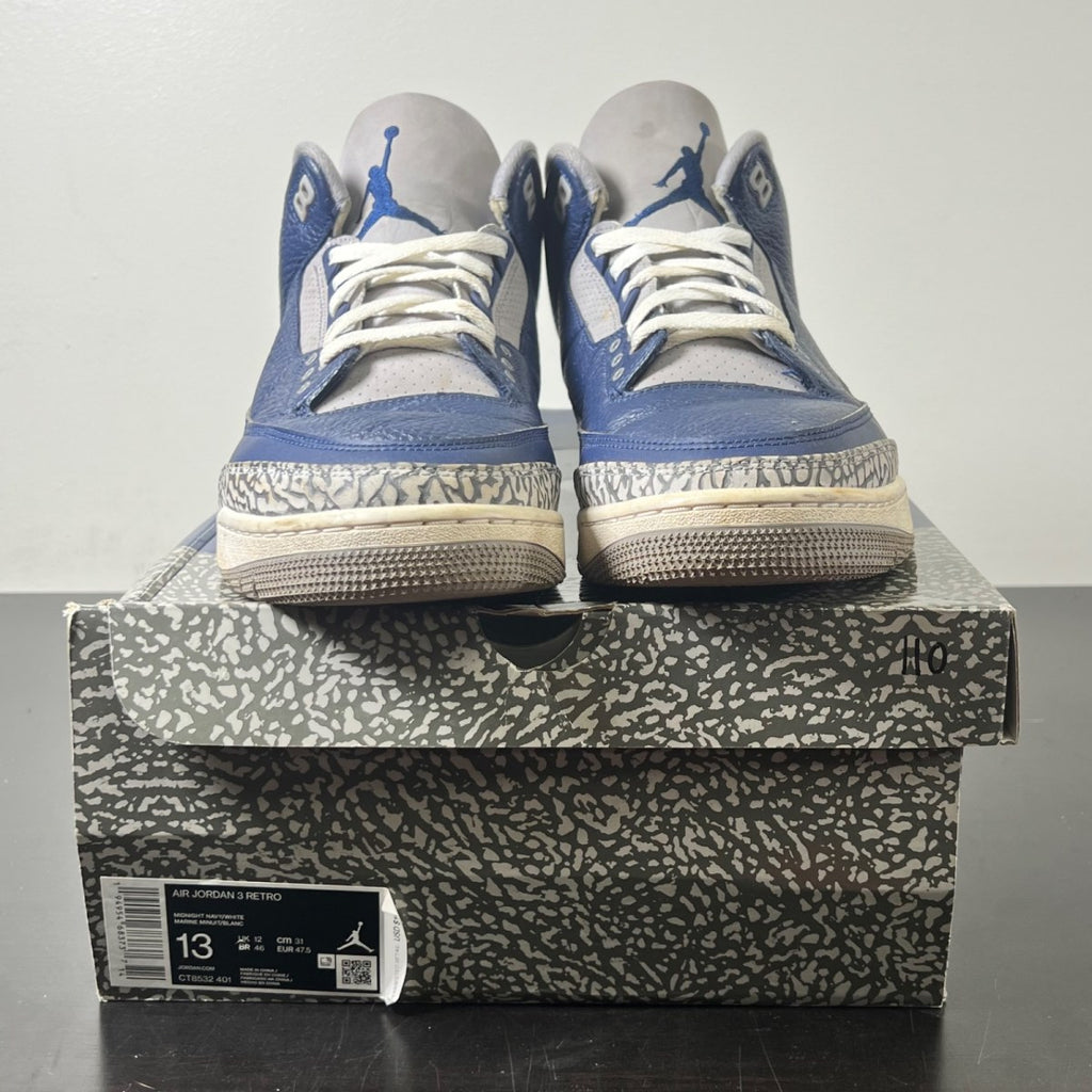 Jordan 3 Retro Georgetown (2021) 13 (Heavily Worn Pre-Owned)JordanMidnight Navy/Cement Grey-White - Image 2