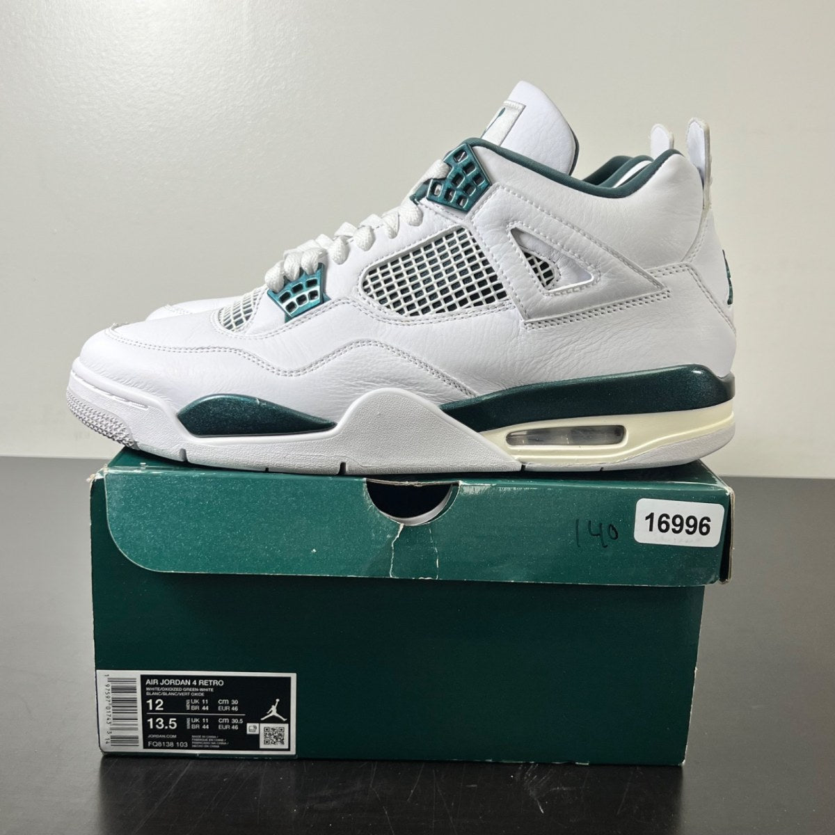 Jordan 4 Retro Oxidized Green 12 (Lightly Worn Pre-Owned)JordanWhite/Oxidized Green/White/Neutral Grey - Image 3