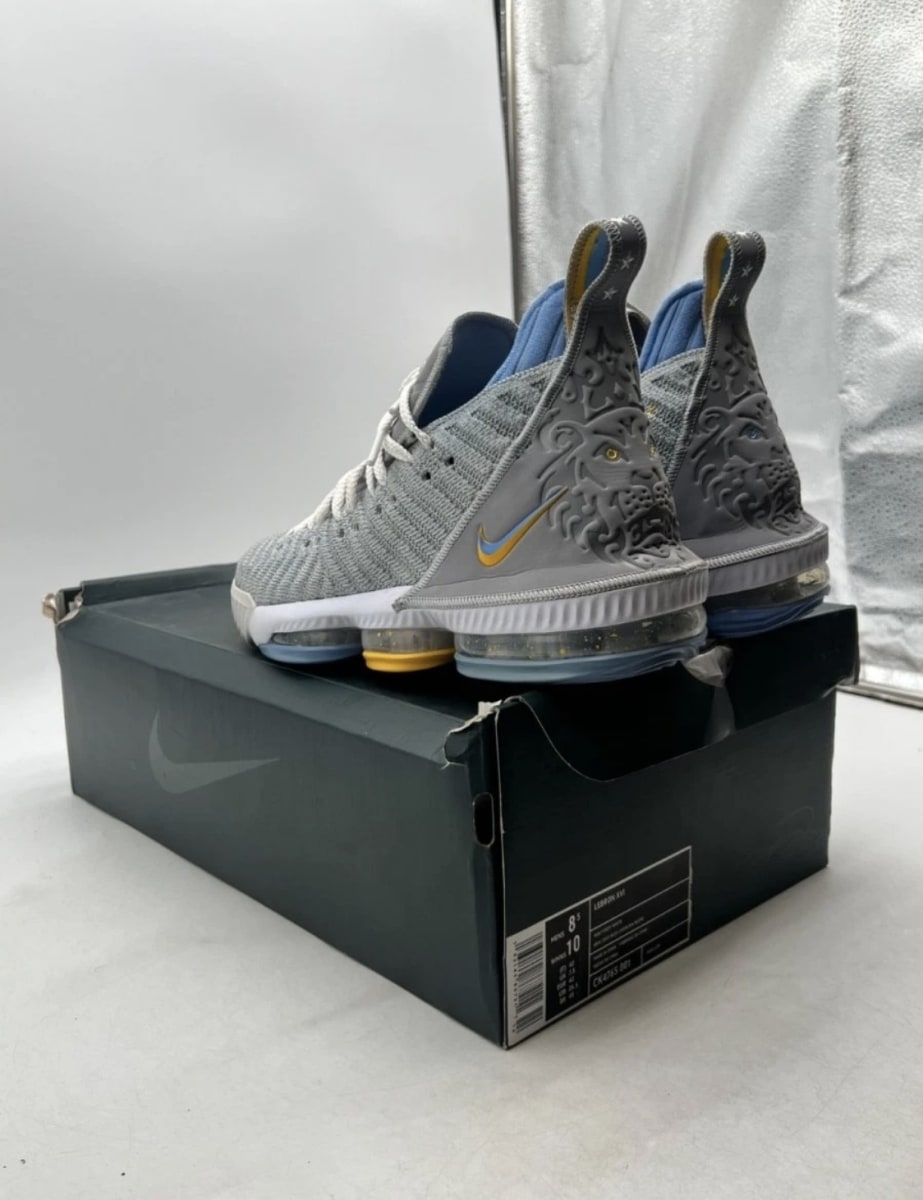 Nike LeBron 16 MPLS Lakers 8.5 (Lightly Worn Pre-Owned)NikeWolf Grey/White-University Blue - Image 6