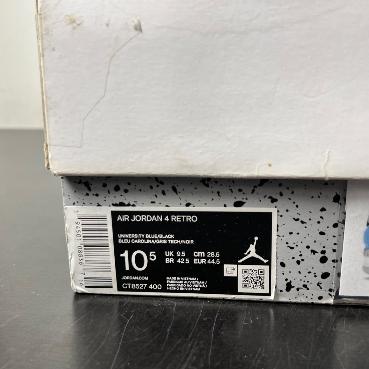 Jordan 4 Retro University Blue 10.5 (Moderately Worn Pre-Owned)JordanUniversity Blue/Tech Grey-White-Black - Image 4