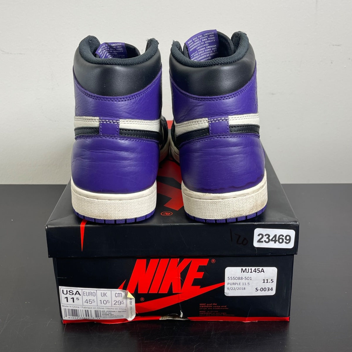 Jordan 1 Retro High Court Purple 11.5 (Moderately Worn Pre-Owned)JordanCourt Purple/Black-Sail - Image 4