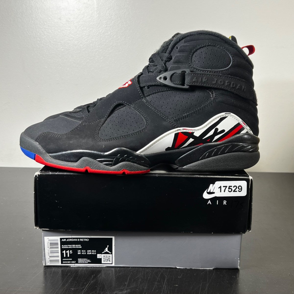Jordan 8 Retro Playoffs (2023) 11.5 (Moderately Worn Pre-Owned)JordanBlack/True Red-White - Image 3