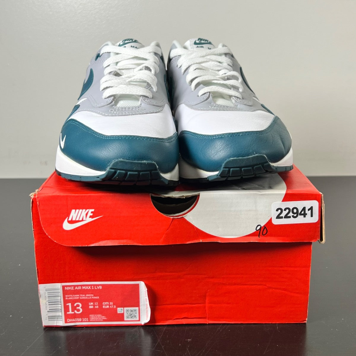 Nike Air Max 1 Dark Teal Green 13 (Lightly Worn Pre-Owned)NikeWhite/Dark Teal Green-Wolf Grey-Black - Image 2