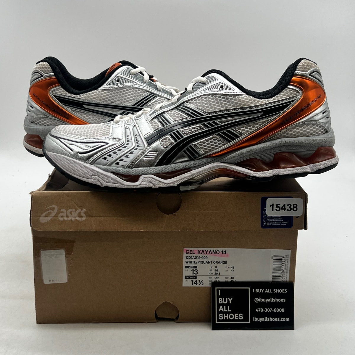ASICS Gel-Kayano 14 White Piquant Orange - Image 1