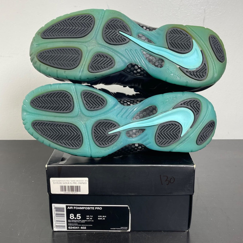 Nike Air Foamposite Pro Dark Obsidian 8.5 (Moderately Worn Pre-Owned)NikeDark Obsidian/Dark Obsidian-Blue Aquamarine - Image 5