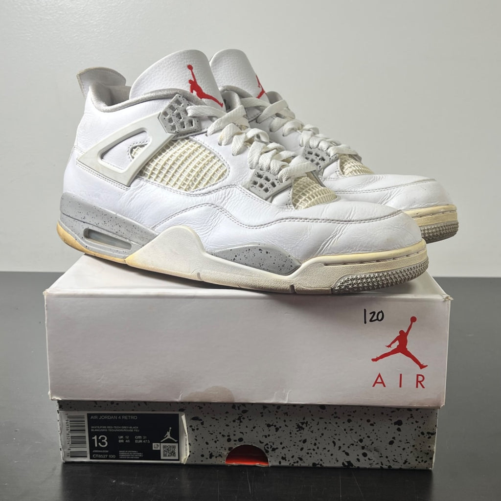 Jordan 4 Retro White Oreo (2021) 13 (Heavily Worn Pre-Owned)JordanWhite/Tech Grey-Black-Fire Red - Image 1