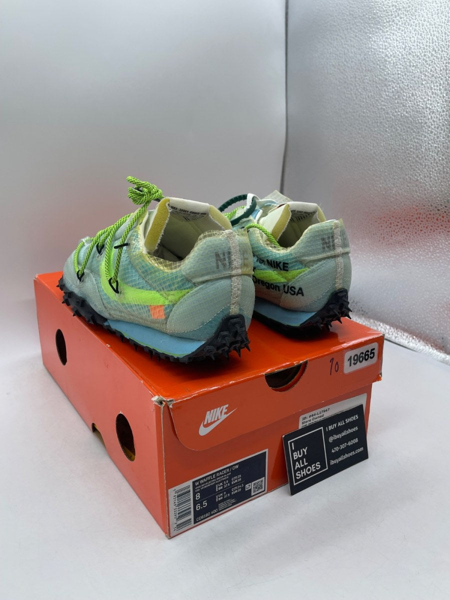 Nike Waffle Racer Off-White Vivid Sky (Women's) 8W (Moderately Worn Pre-Owned) - Image 4