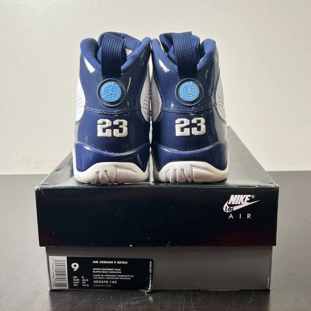Jordan 9 Retro Pearl Blue 9 (Moderately Worn Pre-Owned)JordanWhite/University Blue-Midnight Navy - Image 4