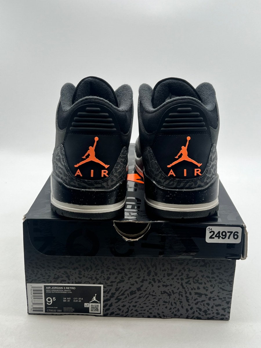Jordan 3 Retro Fear Pack (2023) 9.5 (Lightly Worn Pre-Owned)JordanNight Stadium/Total Orange-Black-Flat Pewter-Neutral Grey - Image 3