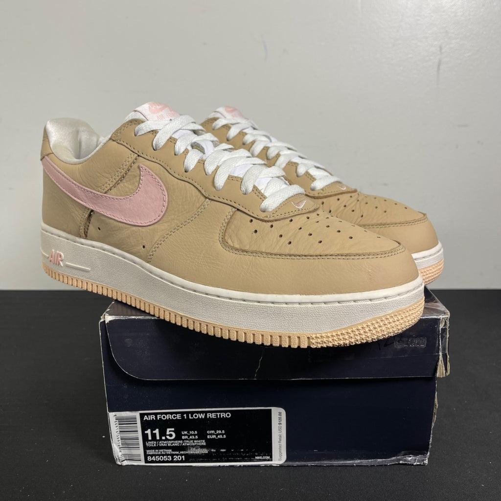 Nike Air Force 1 Low Linen (2016/2024) 11.5 (Moderately Worn Pre-Owned)NikeLinen/Atmosphere-True-White - Image 1