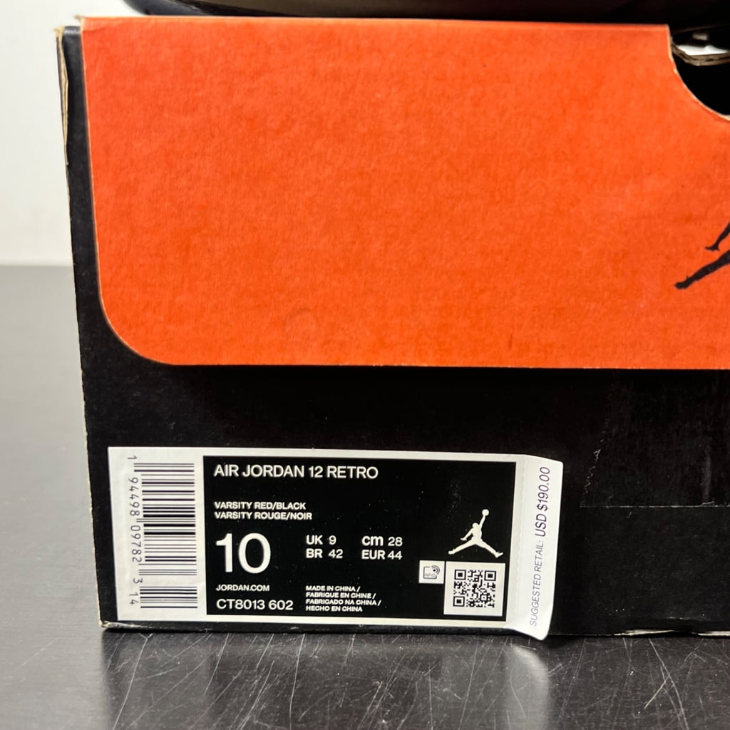 Jordan 12 Retro Reverse Flu Game 10 (Lightly Worn Pre-Owned)JordanVarsity Red/Black - Image 4