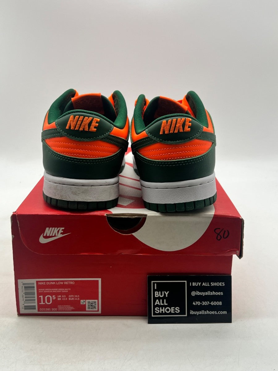 Nike Dunk Low Retro Miami Hurricanes 10.5 (Lightly Worn Pre-Owned) - Image 3