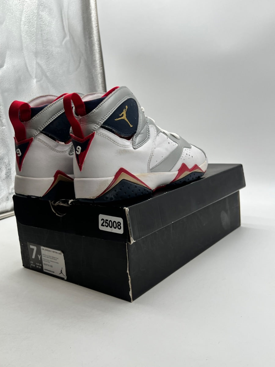 Jordan 7 Retro Olympic (2012) (GS) 7Y (Moderately Worn Pre-Owned)JordanWhite/Metallic Gold-Obsdn-Tr Red - Image 5