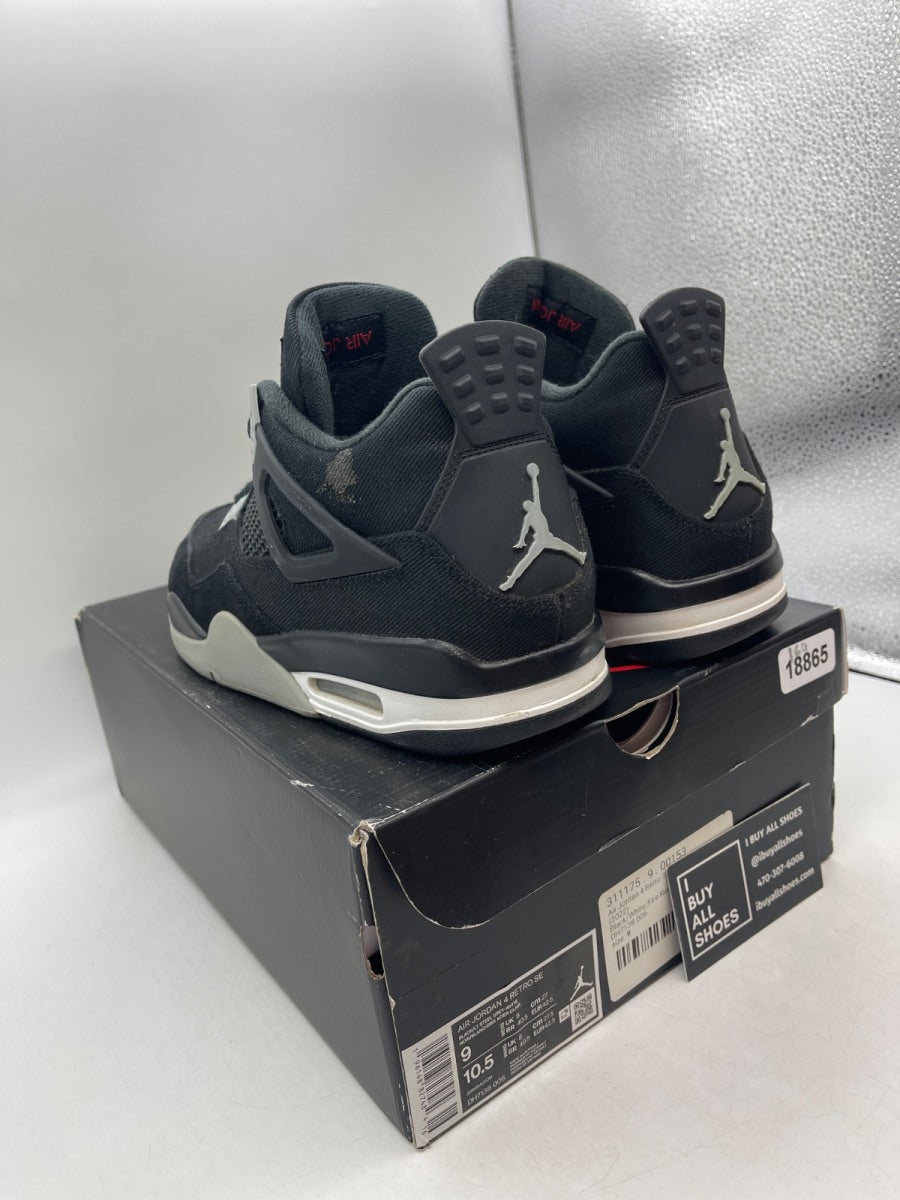 Jordan 4 Retro SE Black Canvas 9 (Heavily Worn Pre-Owned) - Image 4