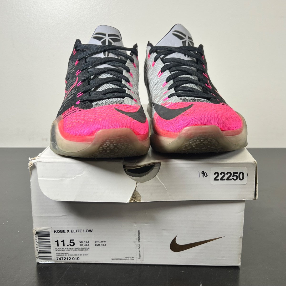 Nike Kobe 10 Elite Mambacurial 11.5 (Moderately Worn Pre-Owned)NikeBlack/Black-Wolf Grey-Pink Flash - Image 2