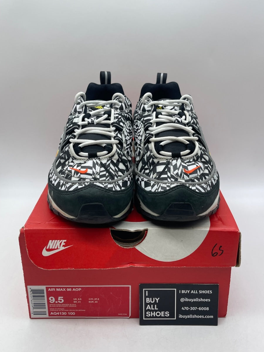 Nike Air Max 98 AOP Black 9.5 (Moderately Worn Pre-Owned) - Image 2