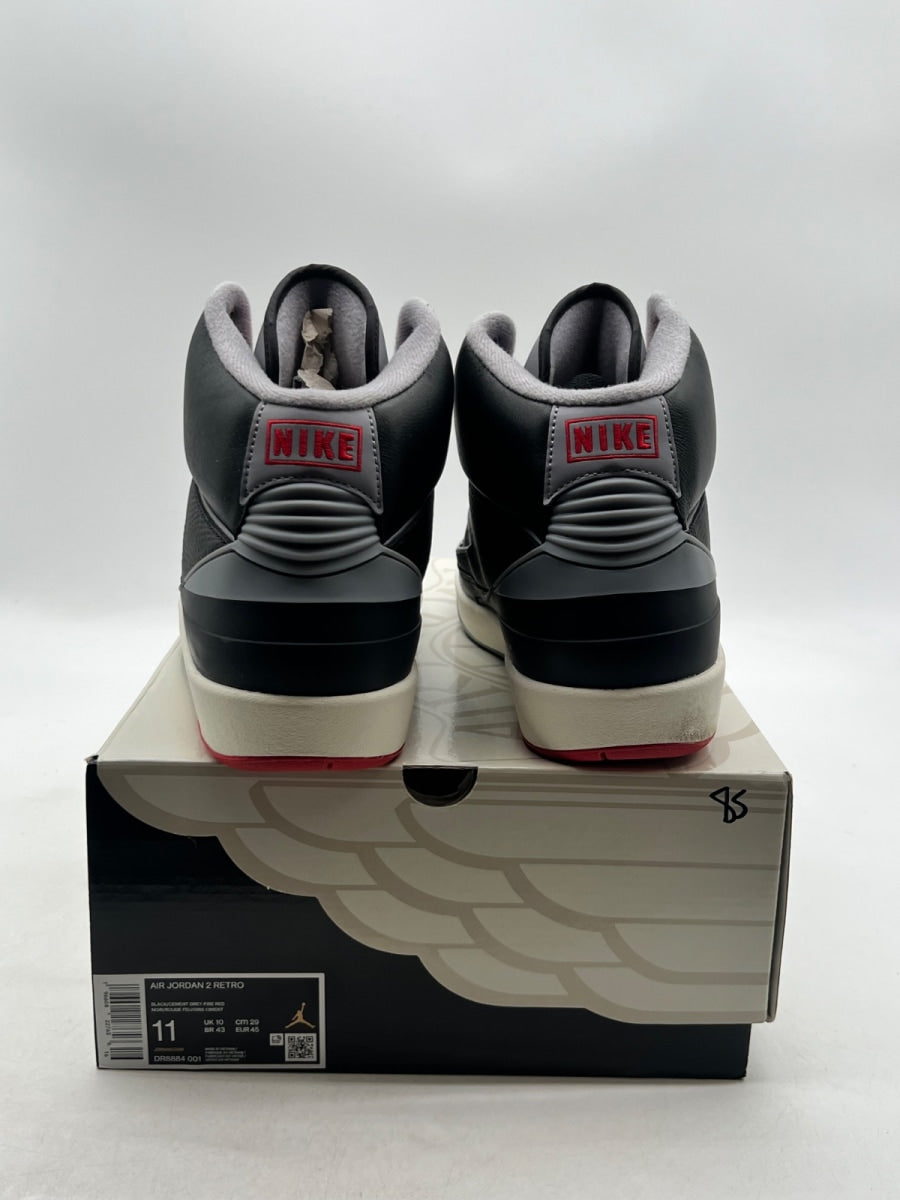 Jordan 2 Retro Black Cement 11 (Lightly Worn Pre-Owned)JordanBlack/Cement Grey/Fire Red/Sail - Image 3