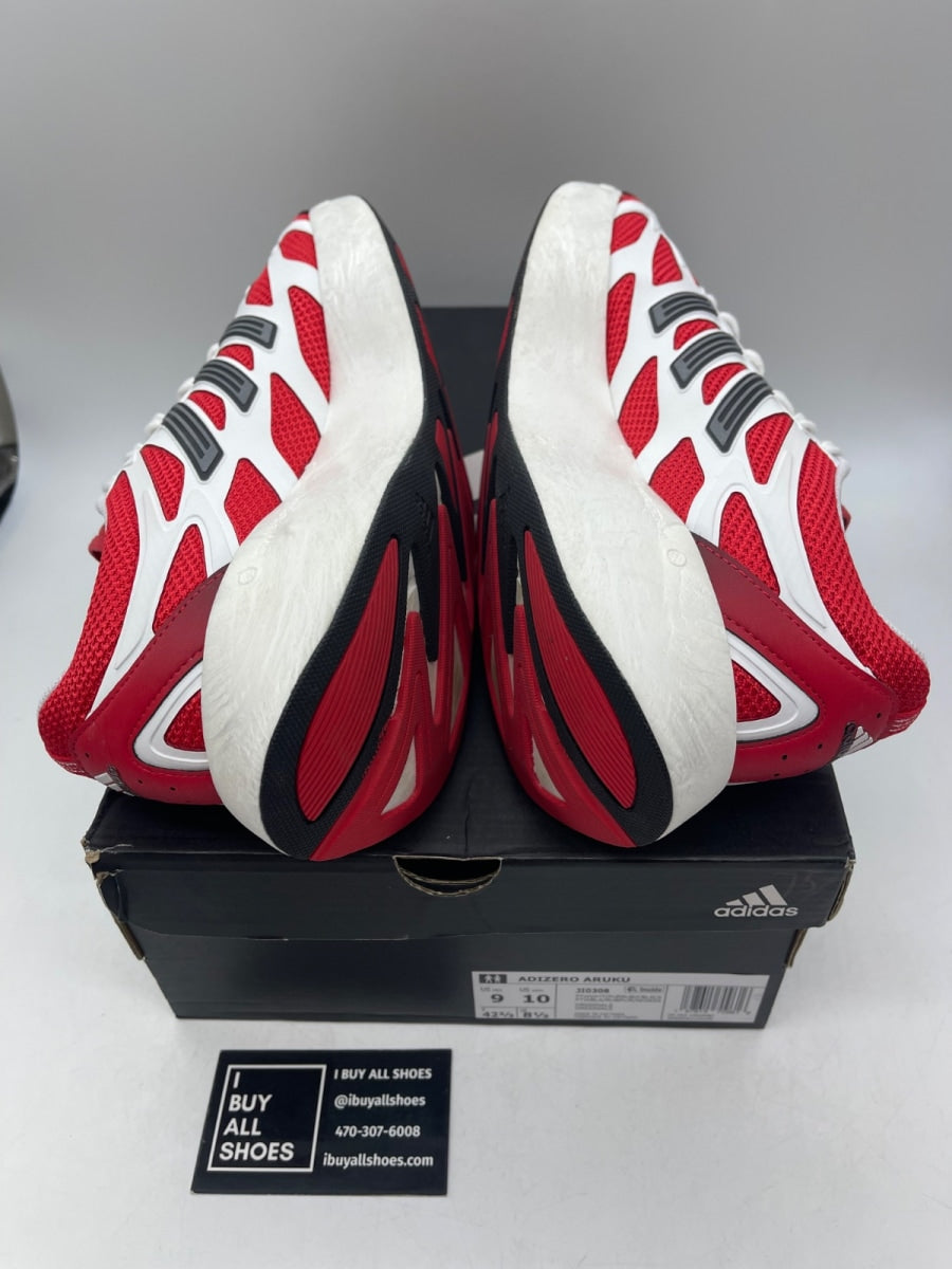 adidas Adizero Aruku White Pure Ruby 9 (Moderately Worn Pre-Owned) - Image 6