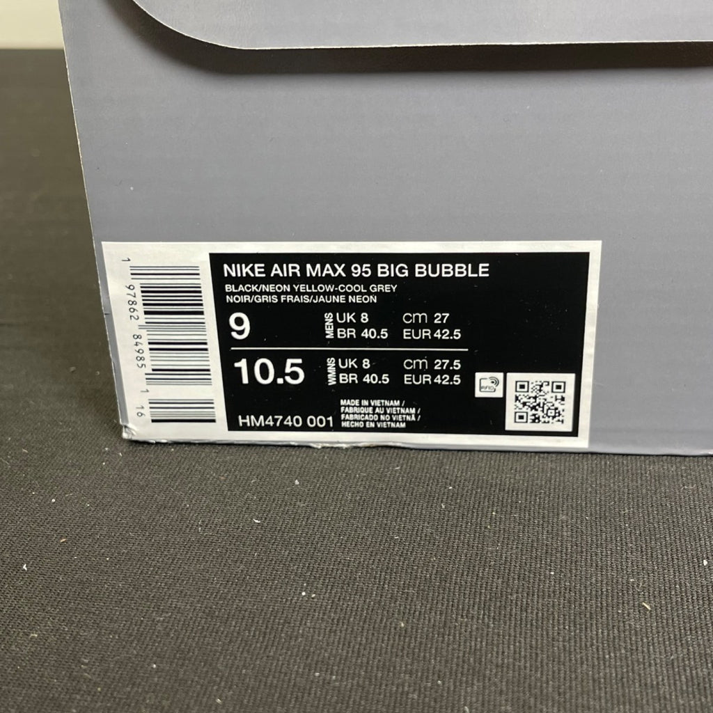 Nike Air Max 95 OG Big Bubble Neon (2025/2026) 9 (Moderately Worn Pre-Owned)NikeBlack/Neon Yellow/Cool Grey - Image 7