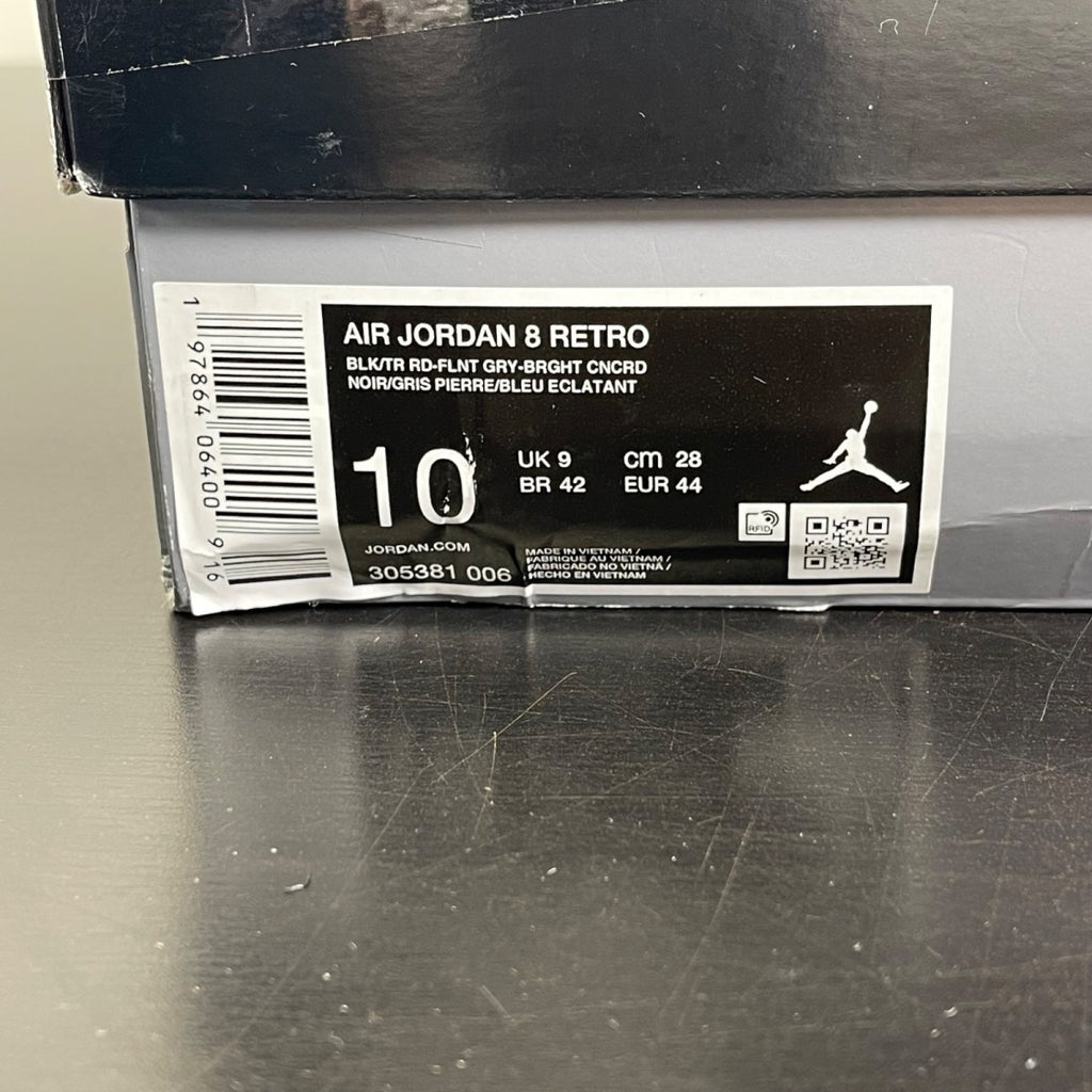 Jordan 8 Retro Aqua (2025) 10 (Moderately Worn Pre-Owned)JordanBlack/True Red-Iron Grey-Bright Concord-Aquatone - Image 7