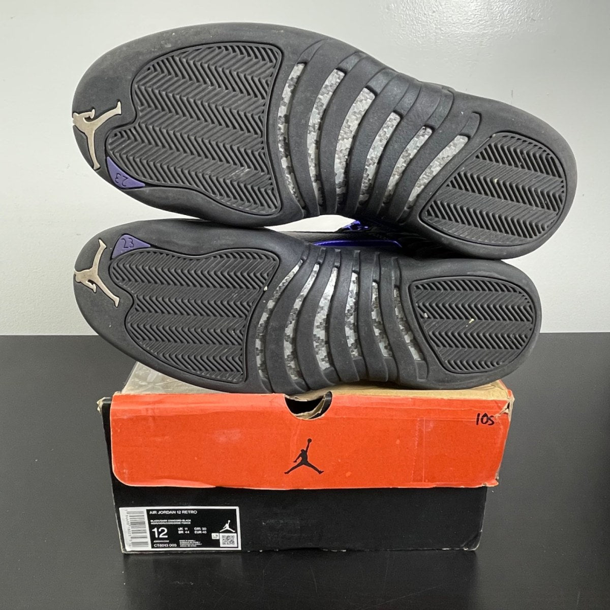 Jordan 12 Retro Black Dark Concord 12 (Moderately Worn Pre-Owned)JordanBlack/Black-Dark Concord - Image 5