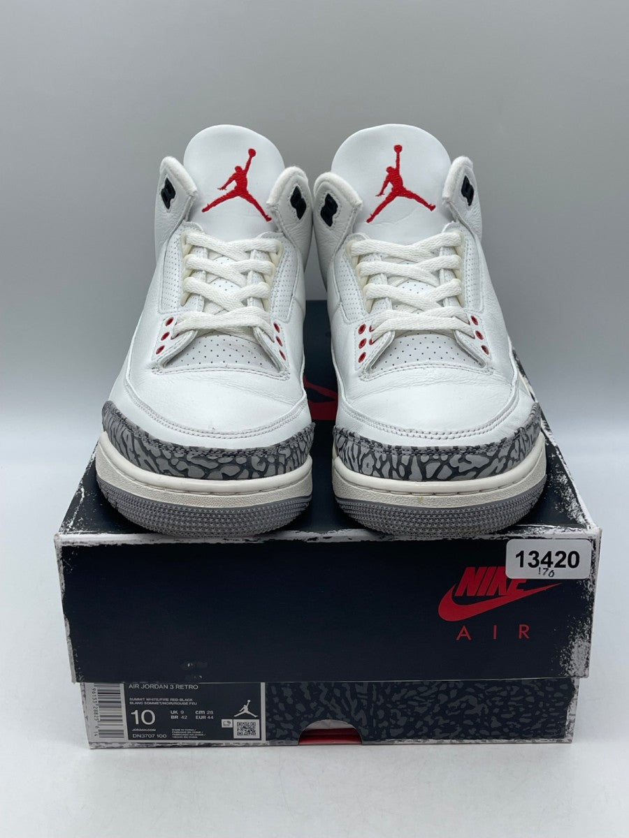 Jordan 3 Retro White Cement Reimagined 10 (Moderately Worn Pre-Owned)JordanSummit White/Fire Red/Black/Cement Grey - Image 2