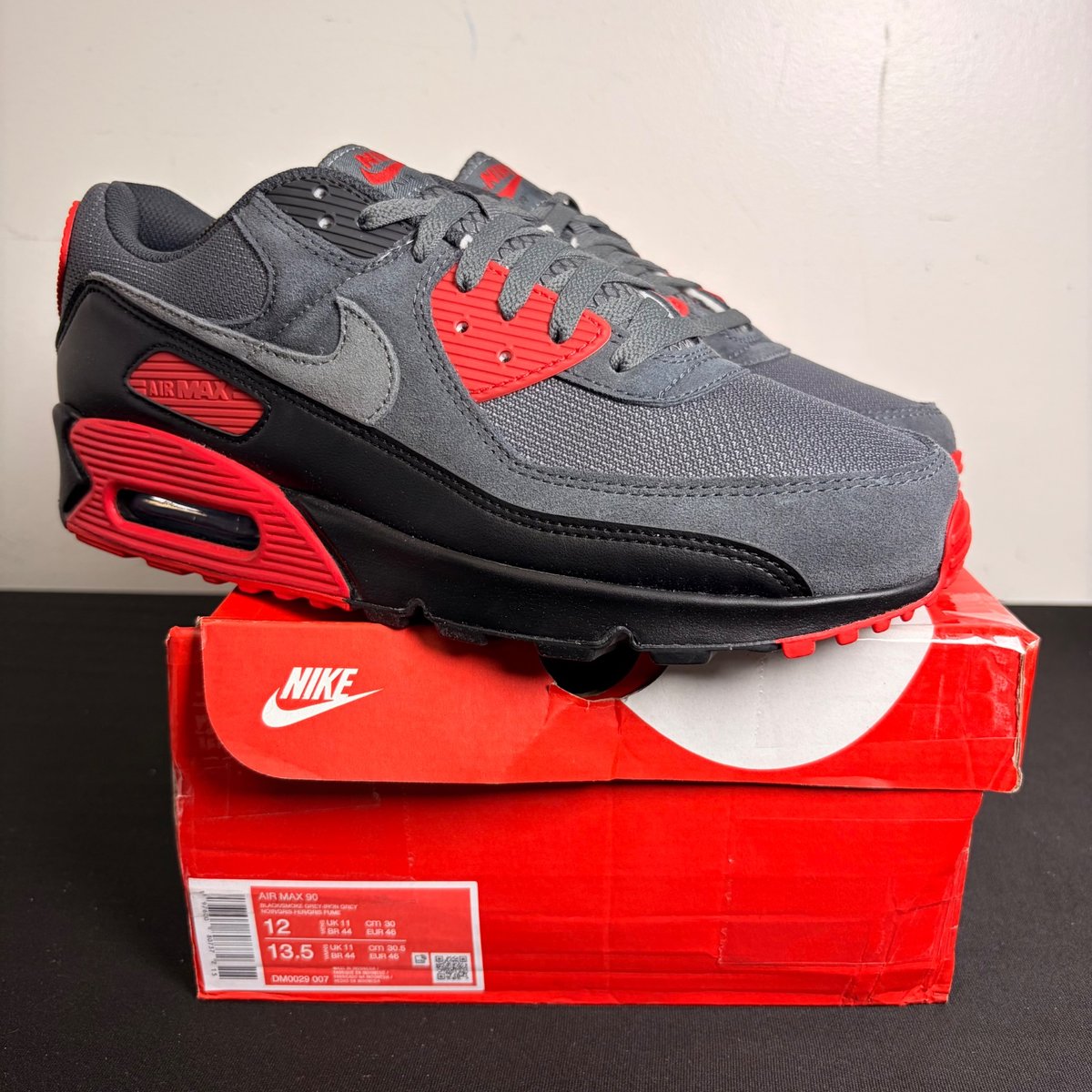 Nike Air Max 90 'Iron Grey Fire Red' (Size 12) - Image 1