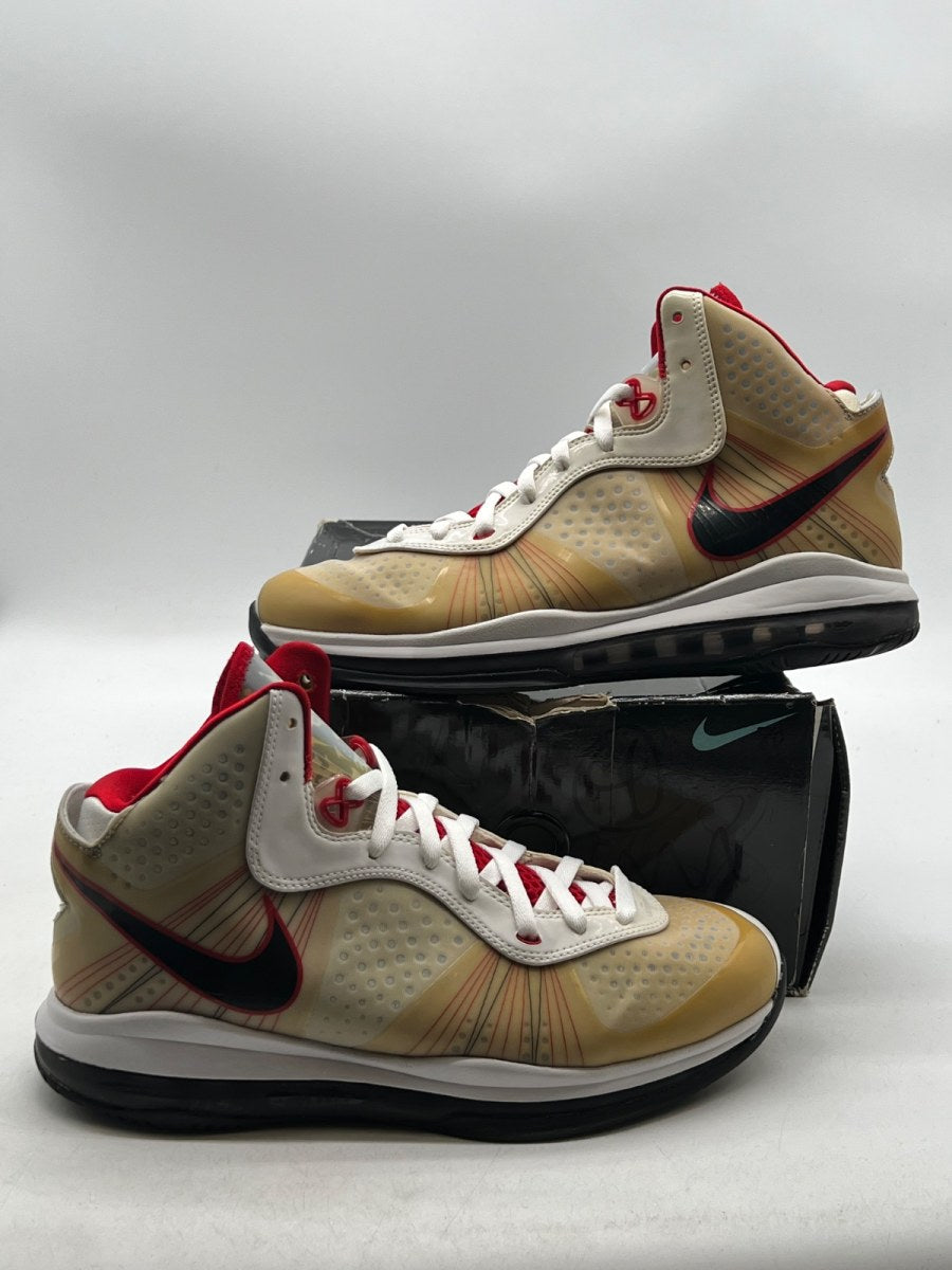 Nike LeBron 8 Home 10 (Moderately Worn Pre-Owned)NikeWhite/black-Sport Red - Image 1