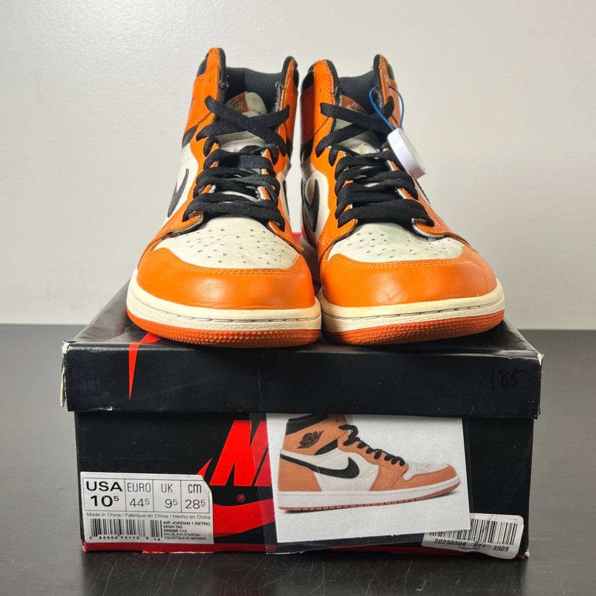 Jordan 1 Retro Reverse Shattered Backboard 10.5 (Moderately Worn Pre-Owned)JordanSail/Starfish-Black - Image 2