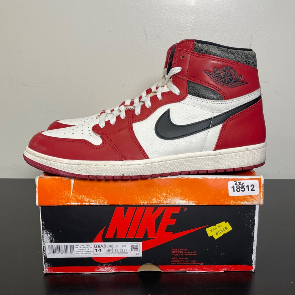Jordan 1 Retro High OG Chicago Lost and Found 14 (Moderately Worn Pre-Owned)JordanVarsity Red/Black-Sail-Muslin - Image 3