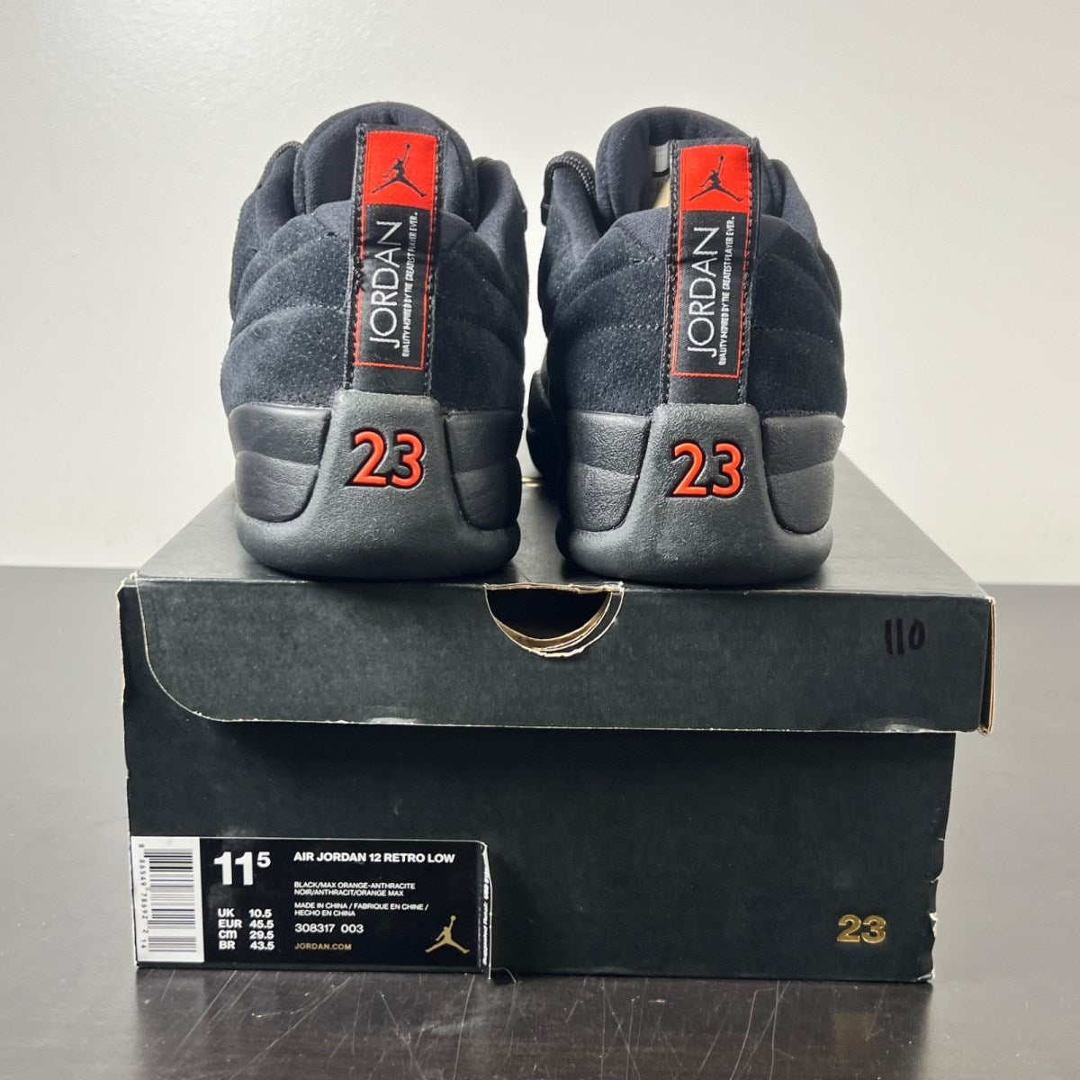 Jordan 12 Retro Low Max Orange 11.5 (Lightly Worn Pre-Owned)JordanBlack/Max Orange-Anthracite-Metallic Silver - Image 5
