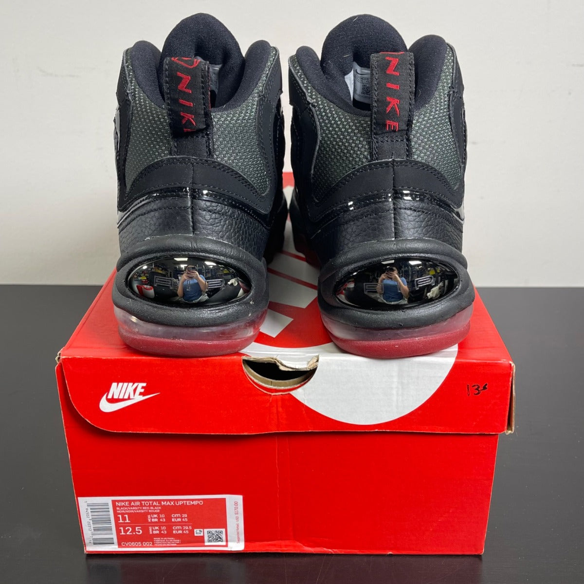 Nike Air Total Max Uptempo Bred 11 (Moderately Worn Pre-Owned)NikeBlack/Black/Varsity Red - Image 4
