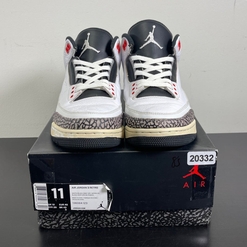 Jordan 3 Retro Infrared 23 11 (Moderately Worn Pre-Owned)JordanWhite/Cement Grey-Infrared 23-Black - Image 2