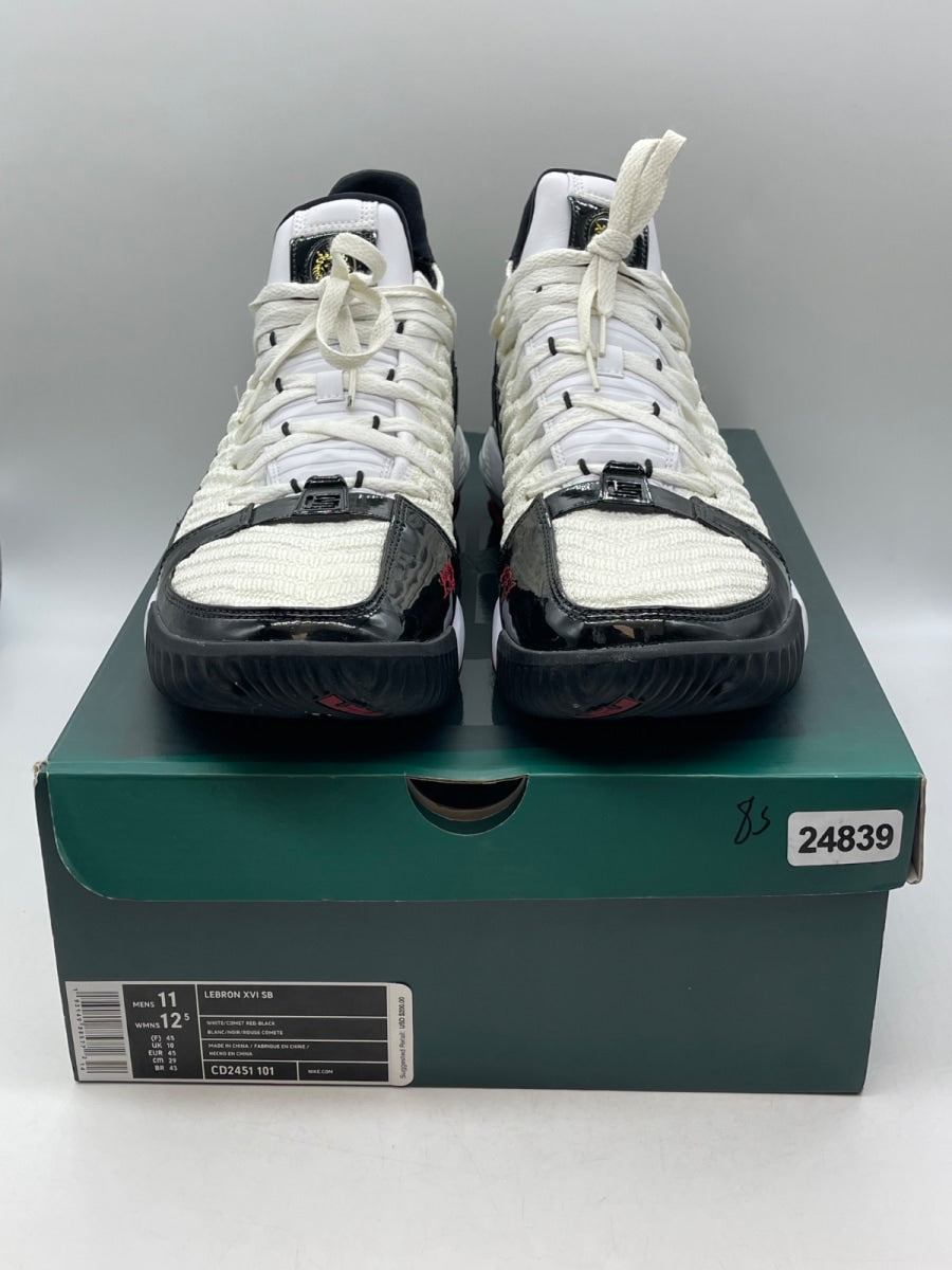 Nike LeBron 16 Remix 11 (Moderately Worn Pre-Owned)NikeWhite/Black-Metallic Gold-Varsity Crimson - Image 2