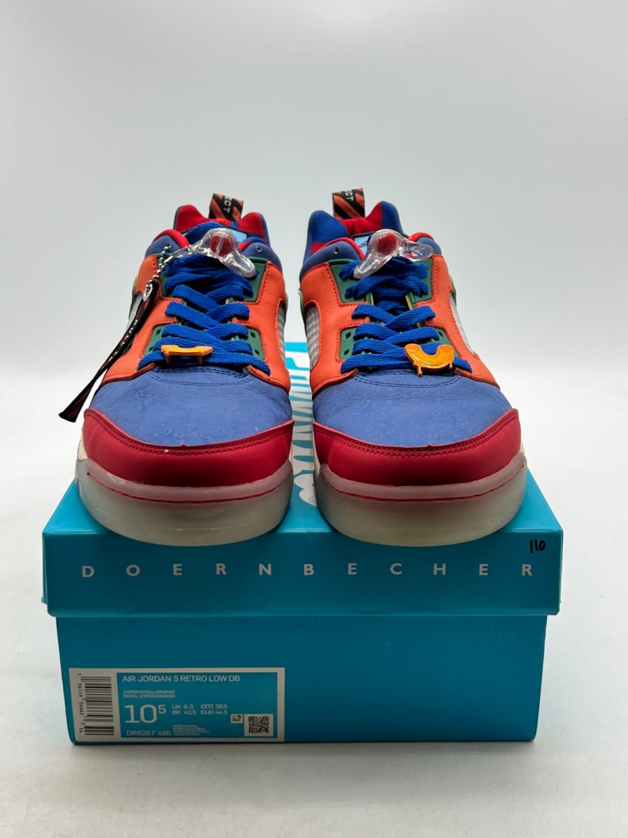 Jordan 5 Retro Low Doernbecher Michael (2022) 10.5 (Moderately Worn Pre-Owned)JordanHyper Royal/Orange - Image 2
