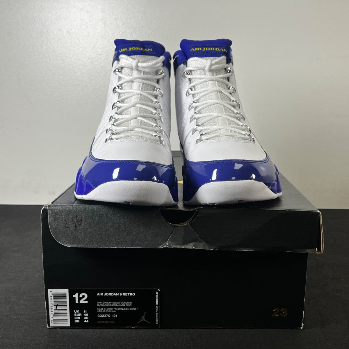 Jordan 9 Retro Kobe Bryant PE 12 (New Pre-Owned)JordanWhite/Concord-Tour Yellow - Image 2